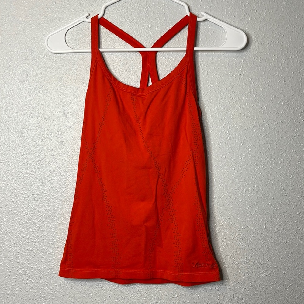Women’s XS Marmot athletic tan racer back with built in bra